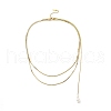 304 Stainless Steel Round Snake Chain Necklace with Acrylic Pearl Tassel Charm for Women NJEW-P271-07G-1