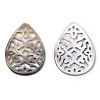 Hollow Natural Black Lip Shell Teardrop Pendants SSHEL-P004-15B-2