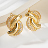 Elegant Brass Clear Cubic Zirconia Twist Stud Earrings NN5880-1-2