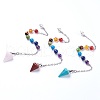 Fashion Natural & Synthetic Gemstone Hexagonal Pointed Dowsing Pendulums HJEW-JM00321-1