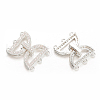 Brass Micro Pave Cubic Zirconia Fold Over Clasps KK-L134-06-2