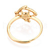 Rhombus Brass Micro Pave Clear Cubic Zirconia Cup Peg Ring Settings KK-T076-10G-3