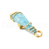 2Pcs Electroplated Natural Quartz Crystal Dyed Copper Wire Wrapped Pendants PALLOY-JF03166-01-5