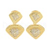 Brass Pave Clear Cubic Zirconia Dangle Stud Earrings EJEW-M258-28G-1