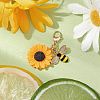 Bee Sunflower Resin & Alloy Enamel Pendant Decorations HJEW-JM01995-2