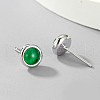 Vintage S925 Sterling Silver Cubic Zirconia Flat Round Stud Earrings XK7625-1-2