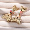 Fishtail Brass Micro Pave Cubic Zirconia Stud Earrings EJEW-R014-03G-2