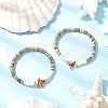 Sea Turtles and Starfish Coconut Beads Bracelets BJEW-JB11882-02-1
