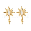 Brass Micro Pave Cubic Zirconia Shell Stud Earrings Findings KK-D363-06G-1
