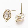 Brass Cubic Zirconia Stud Earring Findings KK-S354-226-NF-1