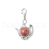 Teapot Alloy Wood Pendant Decorations HJEW-JM03394-4