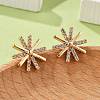 Flower Brass Micro Pave Clear Cubic Zirconia Stud Earrings for Women EJEW-G428-03G-1
