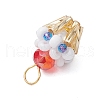 Glass Seed Beaded Cupcake Pendants PALLOY-MZ00581-03-4