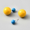 Plastic Round Stud Earrings EJEW-WH0001-75A-2