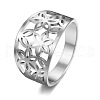 Flower Pattern Hollow Out 304 Stainless Steel Finger Rings FS-WGDCC5F-01-3