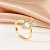 Rabbit Brass Micro Pave Clear Cubic Zirconia Open Cuff Rings RJEW-G343-02G-1