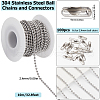SUNNYCLUE 10M 304 Stainless Steel Ball Chains CHS-SC0001-04B-2