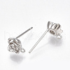 Brass Cubic Zirconia Stud Earring Findings KK-S350-012P-2