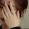 Rhodium Plated 925 Sterling Silver Initial Letter Open Cuff Ring JR852X-7