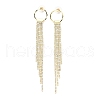 Clear Cubic Zirconia & Crystal Rhinestone Long Tassel Dangle Stud Earrings EJEW-C037-07G-LG-1