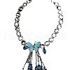 Butterfly Tassel Alloy Indicolite Rhinestone Pendant Necklaces for Women FS-WG6AB0F-01-5