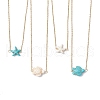 4Pcs 4 Styles Beach Dyed Synthetic Turquoise Starfish Turtle Pendant 304 Stainless Steel Chain Necklaces NJEW-JN05249-2