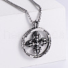 Cool Punk Style Stainless Steel Cross Round Ring Dorje Vajra Pendant Necklaces Jewelry FU6625-1-1