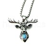Deer Head Stainless Steel Pave Synthetic Turquoise Pendant Necklaces for Street Fashion CM8612-2