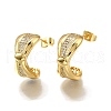 Brass Micro Pave Clear Cubic Zirconia Stud Earrings for Women EJEW-U056-05A-G-4