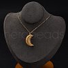 PVD Vacuum Plating 304 Stainless Steel Openable Moon Pendant Cable Chain Necklaces for Women STAS-Z114-18G-3
