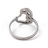 Non-Tarnish 201 Stainless Steel Heart Finger Ring RJEW-J051-33P-3