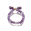 Natural Amethyst Finger Rings RJEW-TA00204-01-4