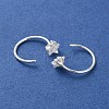 999 Fine Silver Micro Pave Clear Cubic Zirconia Pull Through Earrings EJEW-P296-28A-S-2