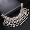 Alloy Full Crystal Rhinestone Multi-layered Teardrop Tassel Bib Necklaces for Women FS-WG9A2DA-01-2