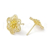 Rack Plating Brass Hollow Out Flower Stud Earrings for Women EJEW-I277-17G-2