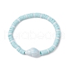 3Pcs 3 Styles Flat Round Handmade Polymer Clay Heishi Beads Beaded Stretch Bracelets BJEW-JB11711-3