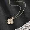 Brass Cubic Zirconia Glass Cat Eye Clover Pendant Neckalces for Women NJEW-S448-07G-2
