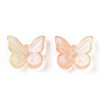 Baking Painted Transparent Glass Petal Beads DGLA-N004-11-2