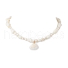 Natural Clam Shell Pendant Necklaces NJEW-JN05241-4