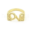 Word LOVE Brass Micro Pave Clear Cubic Zirconia Finger Rings RJEW-G309-11G-2
