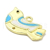 Real 18K Gold Plated Brass Enamel Robin Bird Pendants KK-L224-060G-3