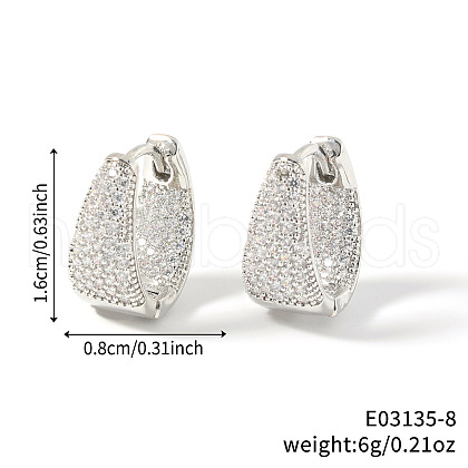 Brass Cubic Zirconia U-shaped Hoop Earrings YK3626-3-1