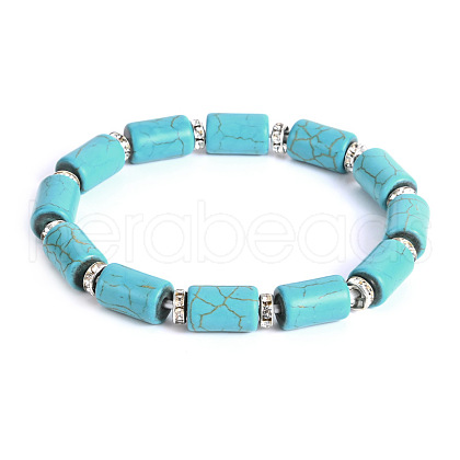 Vintage Column Synthetic Turquoise Beaded Bracelets for Women FL7669-11-1