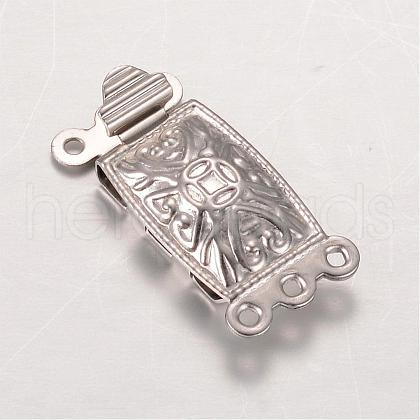 Tarnish Resistant Rectangle 304 Stainless Steel Box Clasps STAS-L183-03-1