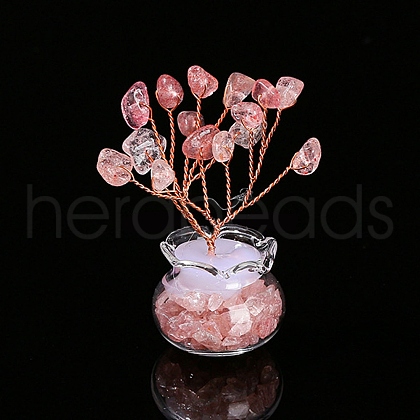 Mother's Day Natural Strawberry Quartz Chips Tree Decorations PW-WG5CB05-09-1