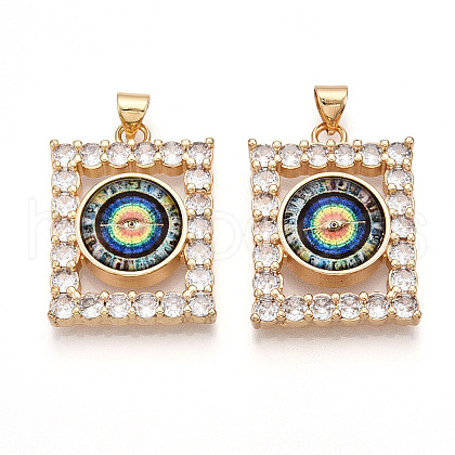 Brass Micro Pave Clear Cubic Zirconia Pendants for Women KK-T070-91A-04-1