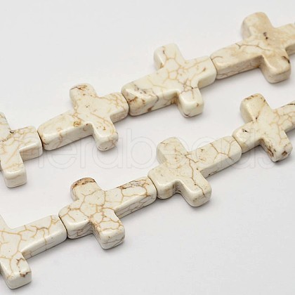 Cross Natural Magnesite Beads Strands G-M138-01-1