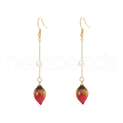 Stainless Steel & Pearl Flower Dangle Earrings for Women BB7854-1