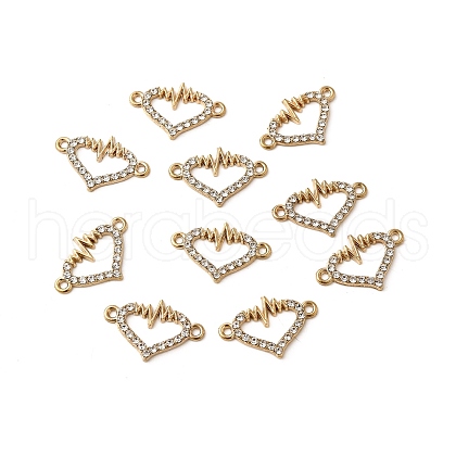 Alloy Crystal Rhinestone Heart and Heartbeat Connector Charms PALLOY-XCP0002-11-1