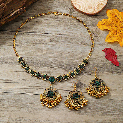 Alloy Micro Pave Cubic Zirconia Necklaces & Dangle Earring Sets FS-WGA899D-01-1